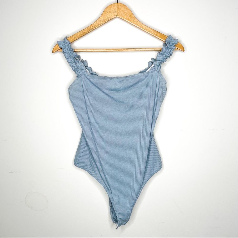 21 Saints Ruffle Tank Baby Blue Bodysuit